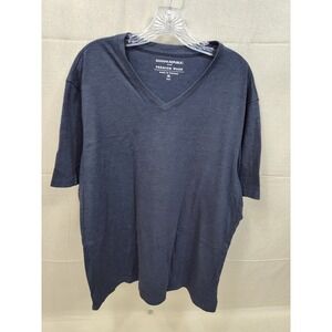 Banana Republic Premium Wash Mens XL Tall V-Neck T-Shirt Navy Blue Short Sleeve